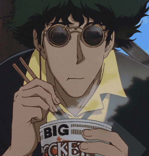 A clip from Cowboy Bebop where Spike eats noodles